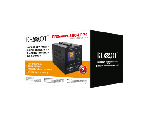 Источник бесперебойного питания KEMOT PROsinus-800-LFP4 12V 230V 800VA/500W